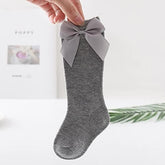 Long Socks with Grey Bow